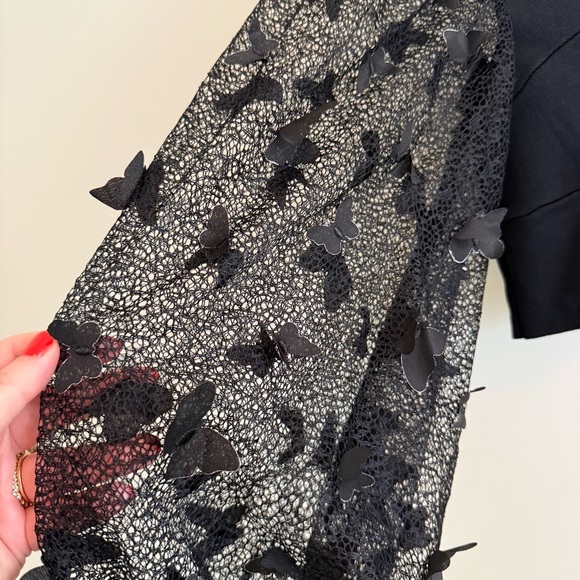 Free People Intimately Size M Flutter Crop Top Butterfly 3D Mesh Sleeve Witchy - Picture 4 of 9